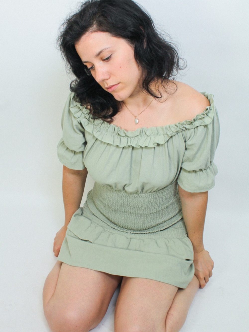 Sage Off-Shoulder Ruffle Dress - Picture 6 of 8